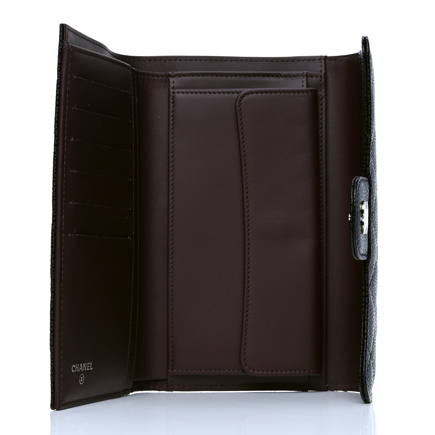 Caviar Quilted Large Flap Wallet Black