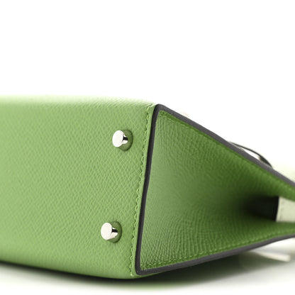 Hermes Epsom Tri-Color Mini Kelly Sellier 20 Vert Yucca Vert Fizz Etoupe 10 of 11