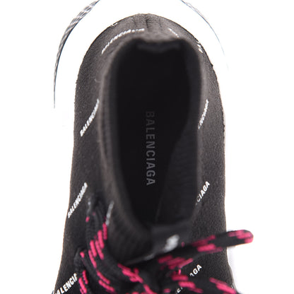 Balenciaga Neoprene Knit Allover Logo Womens Speed Lace Up Sneakers 38 Black 8 of 10