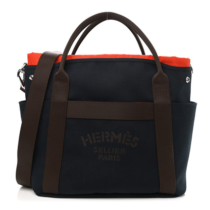 Hermes Canvas The Grooming Bag Bleu Navy Feu 1 of 15