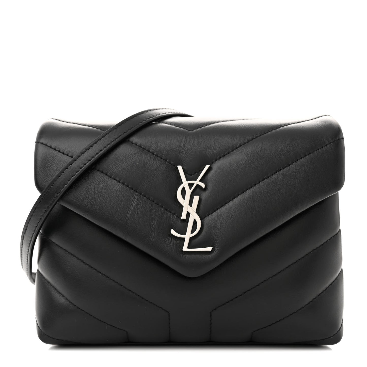 Calfskin Y Quilted Monogram Toy Loulou Crossbody Bag Black