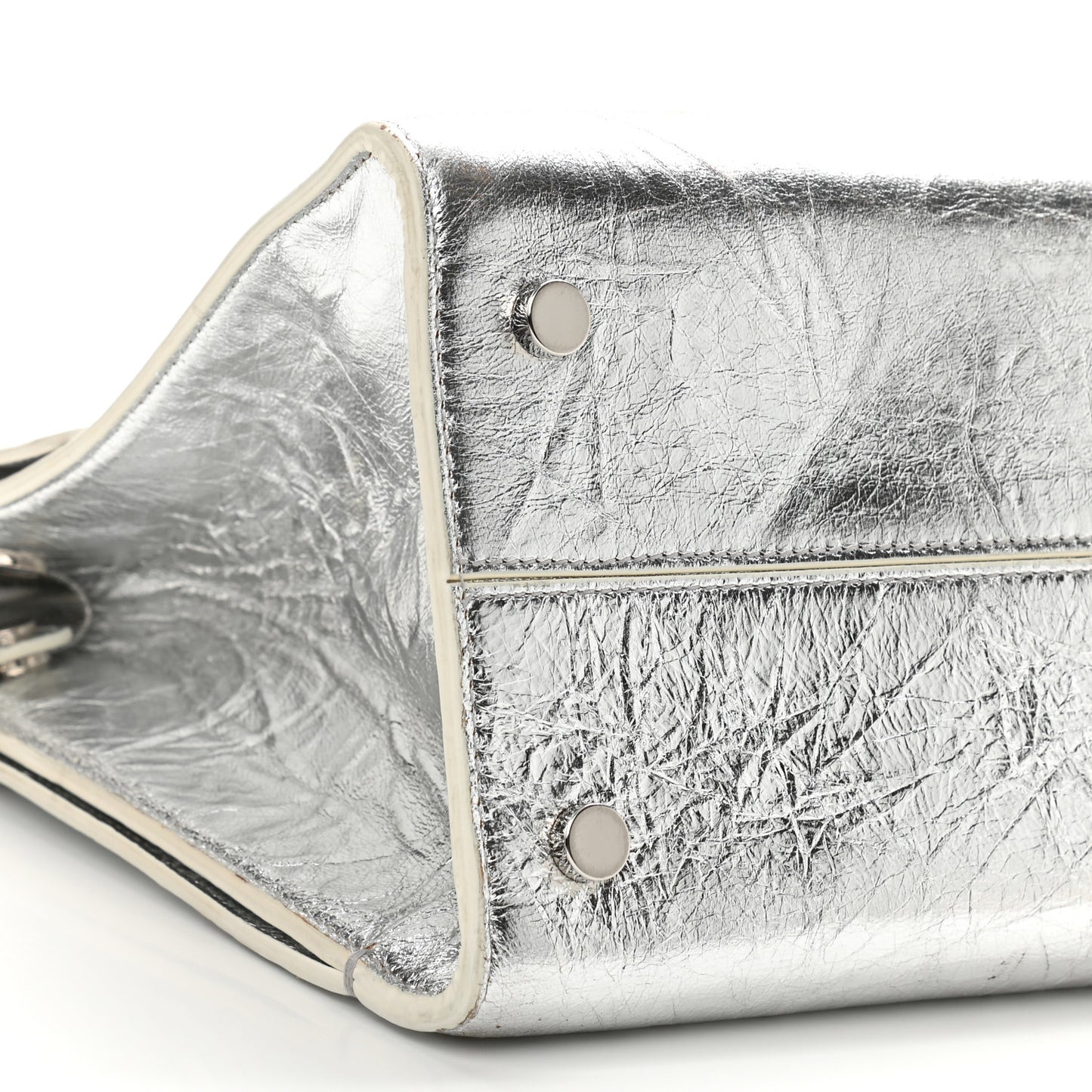 Metallic Calfskin Medium Diorever Flap Silver