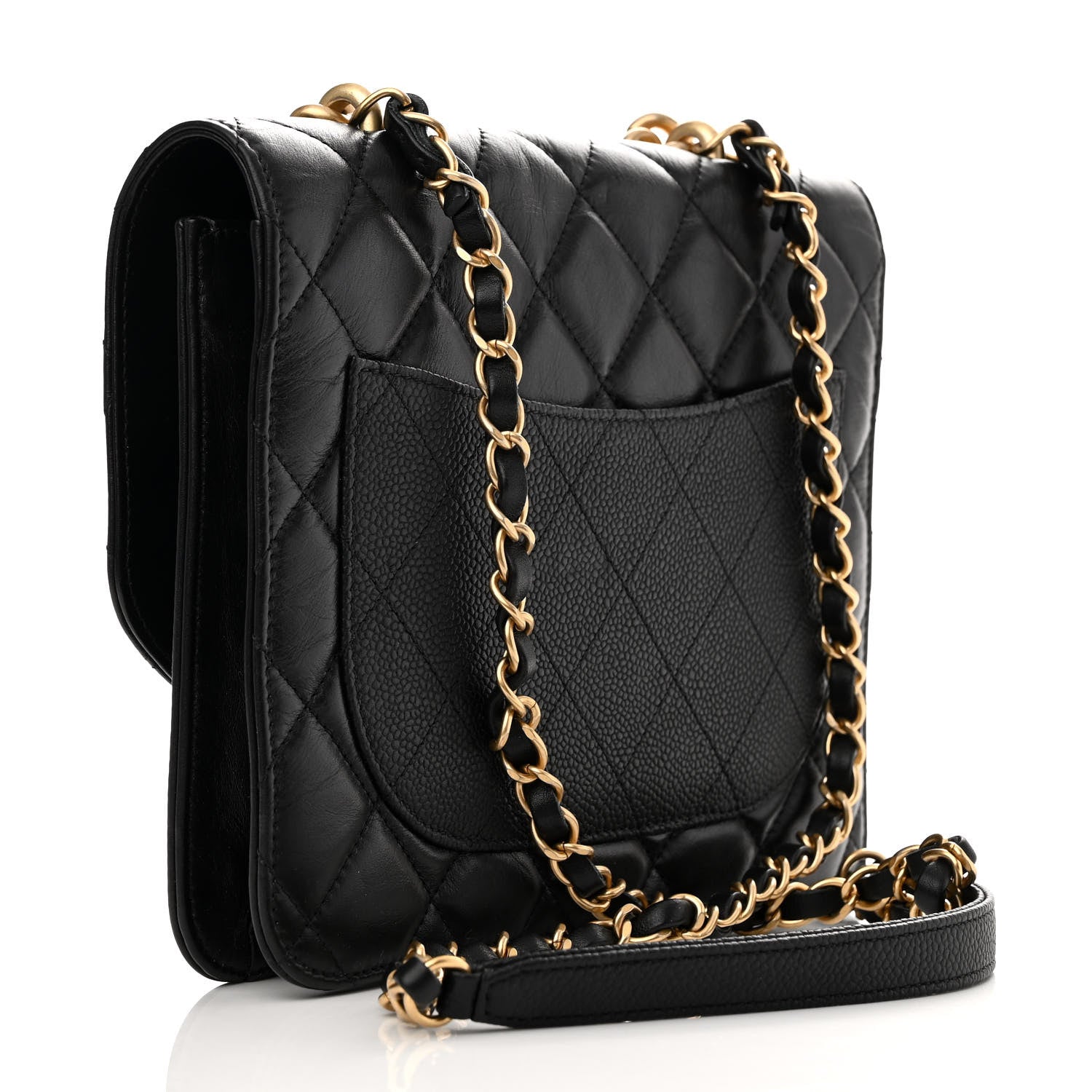 Chanel Calfskin Caviar Quilted Chain Handle Flap Black 3 of 14