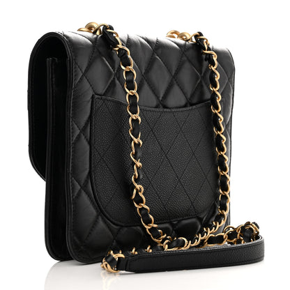 Chanel Calfskin Caviar Quilted Chain Handle Flap Black 3 of 14
