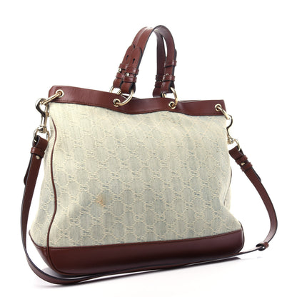 Gucci Denim Monogram Medium Valentine Top Handle Bag 3 of 11