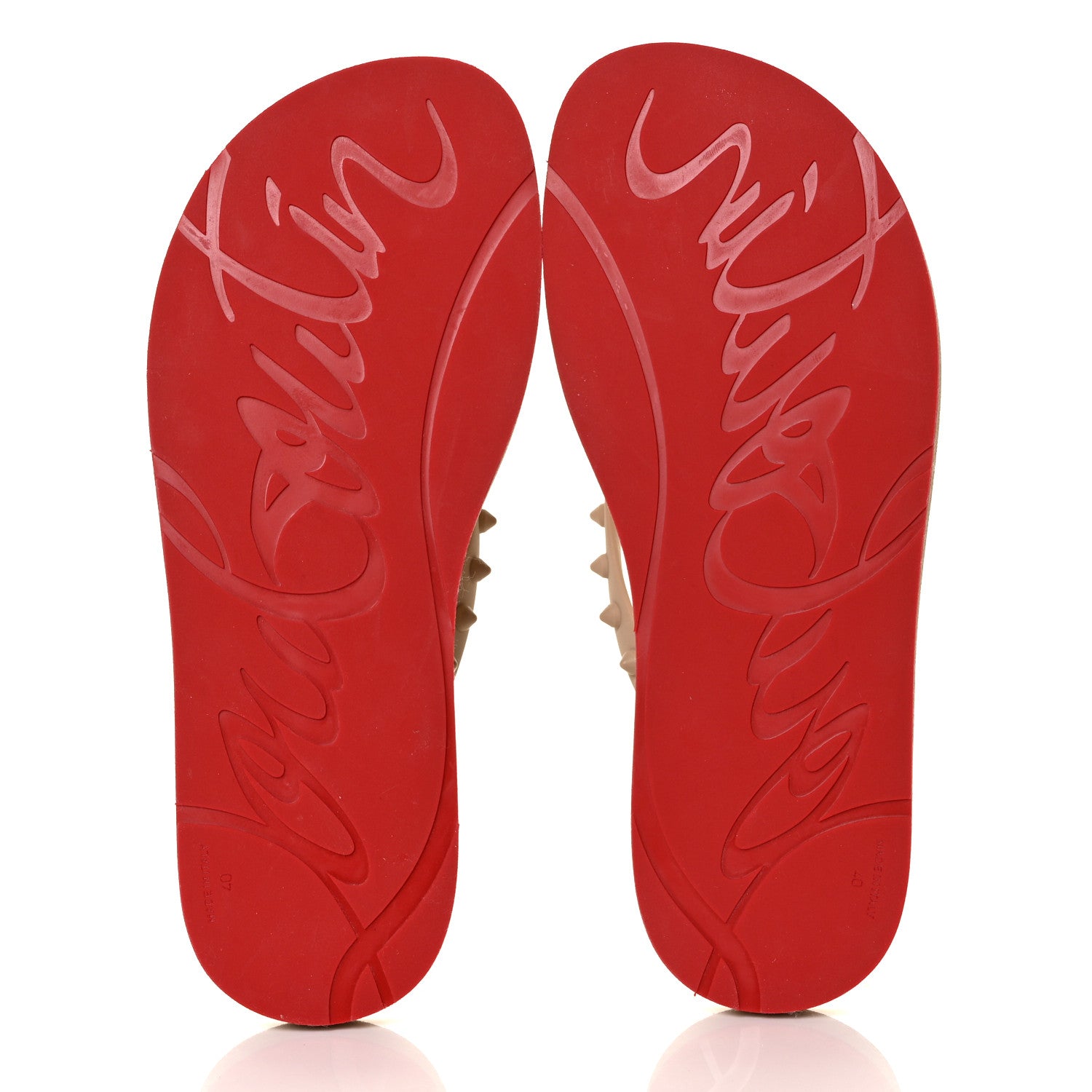 Christian Louboutin Rubber Spike Loubi Donna Flip Flop 40 Nude 5 of 6