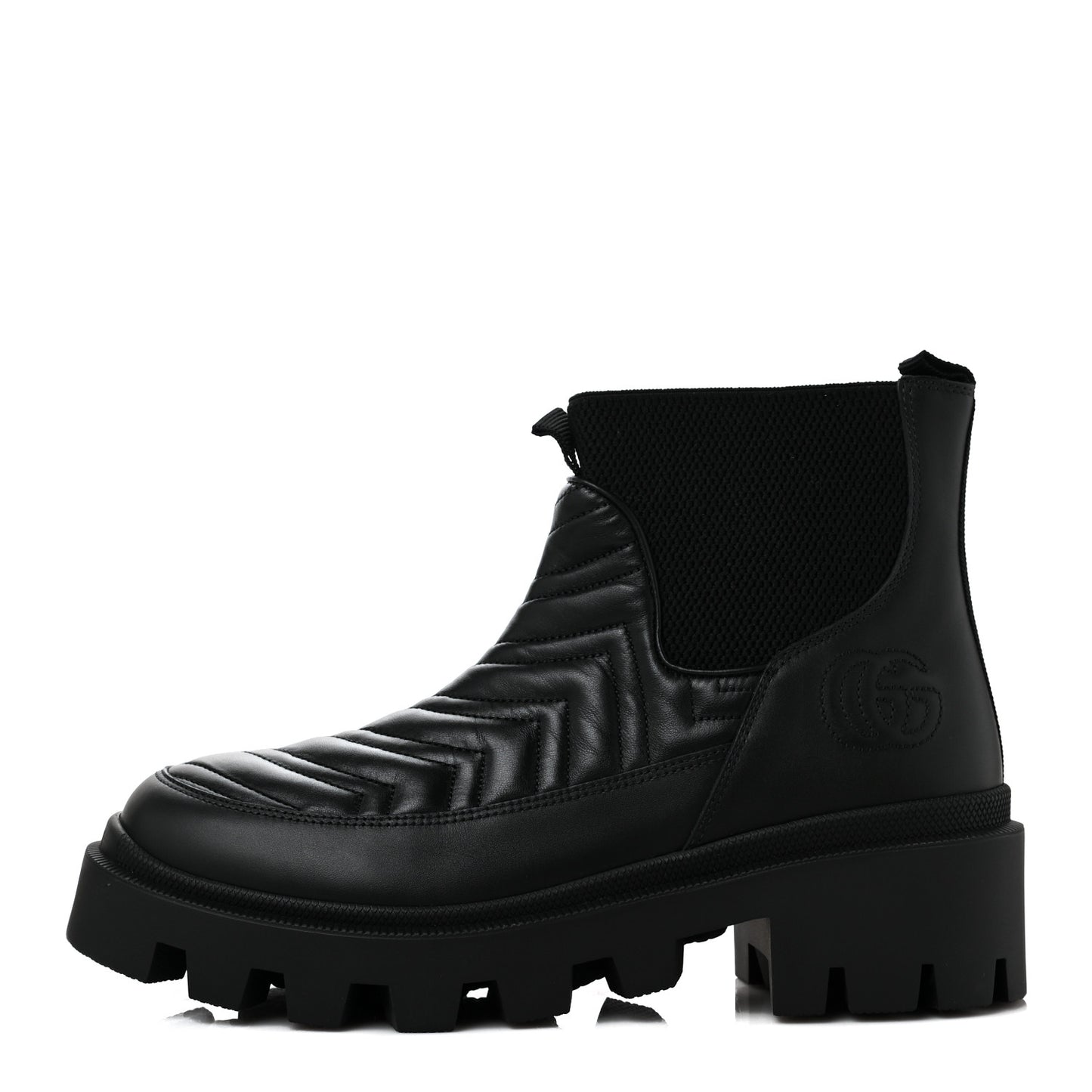 Calfskin Nappa Matelasse Frances Chelsea Boots 40.5 Black