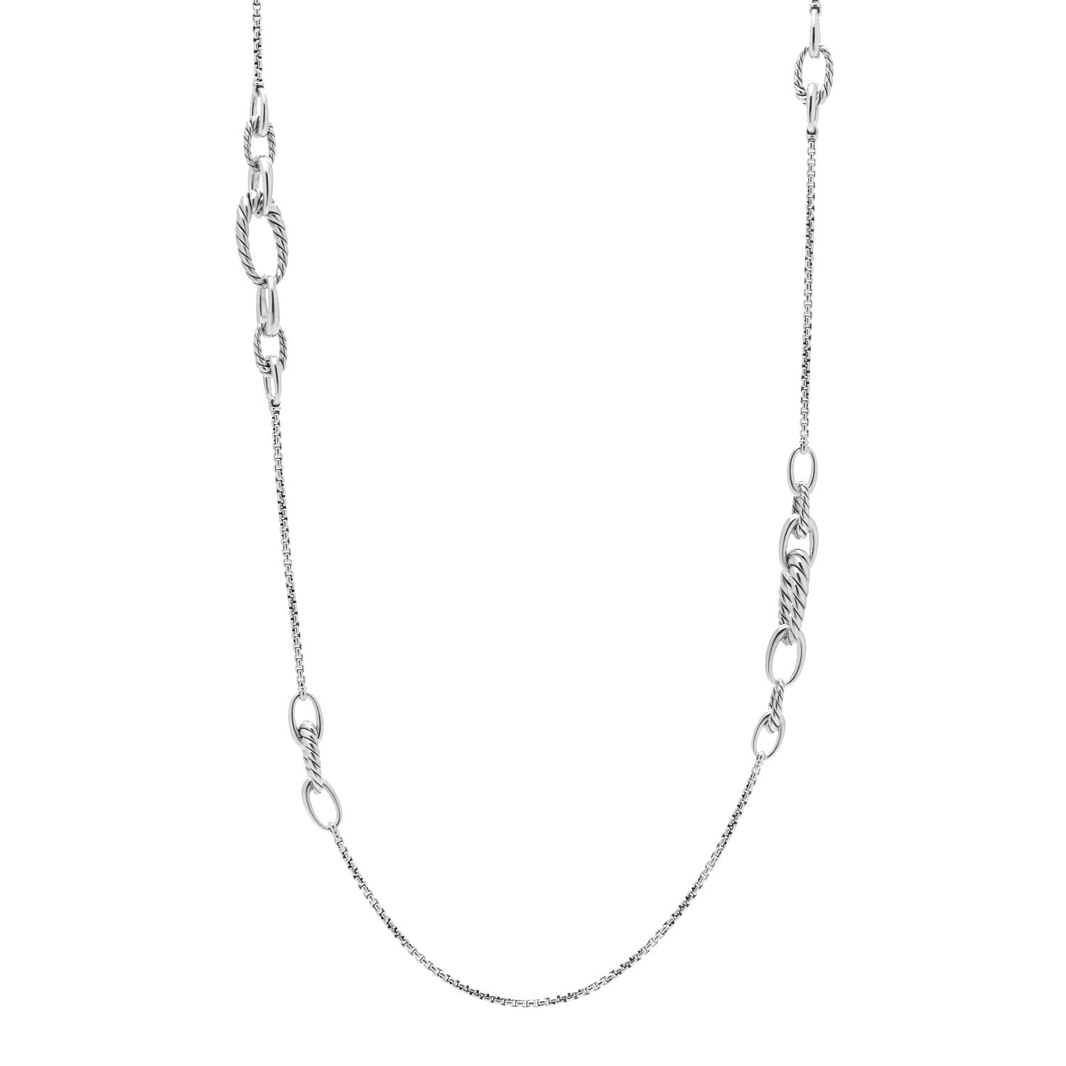 David Yurman Sterling Silver Pure Form Station Chain Necklace 1 of 5