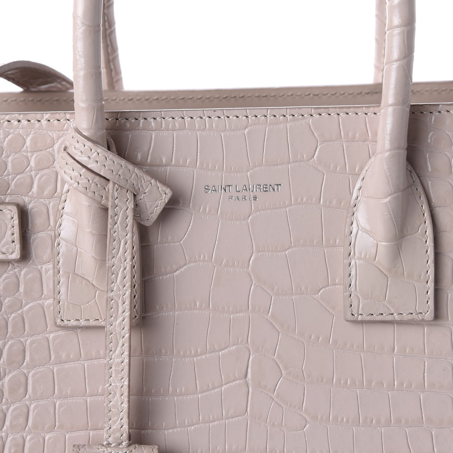 Calfskin Crocodile Embossed Baby Sac De Jour Rose Antic