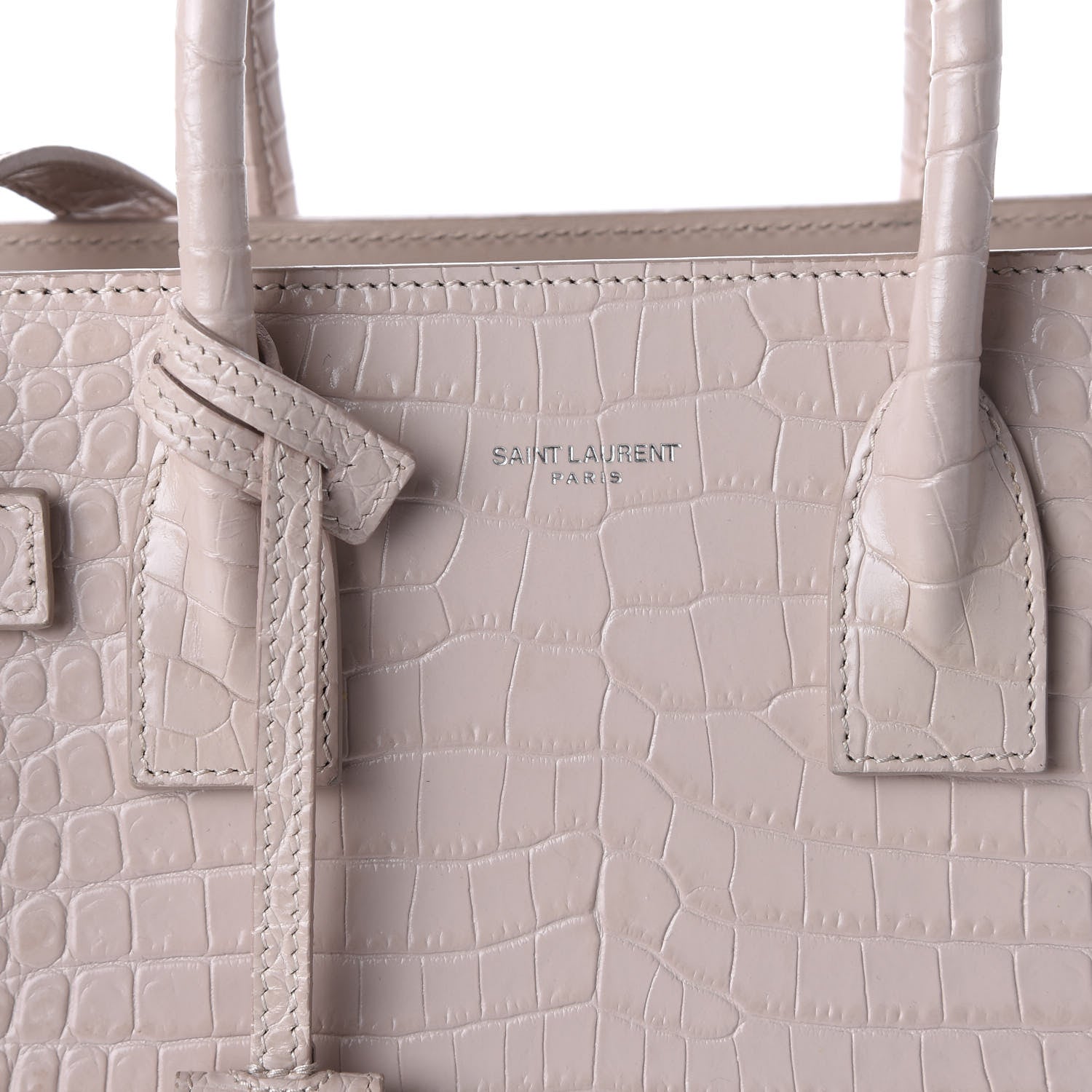 Saint Laurent Calfskin Crocodile Embossed Baby Sac De Jour Rose Antic 9 of 12