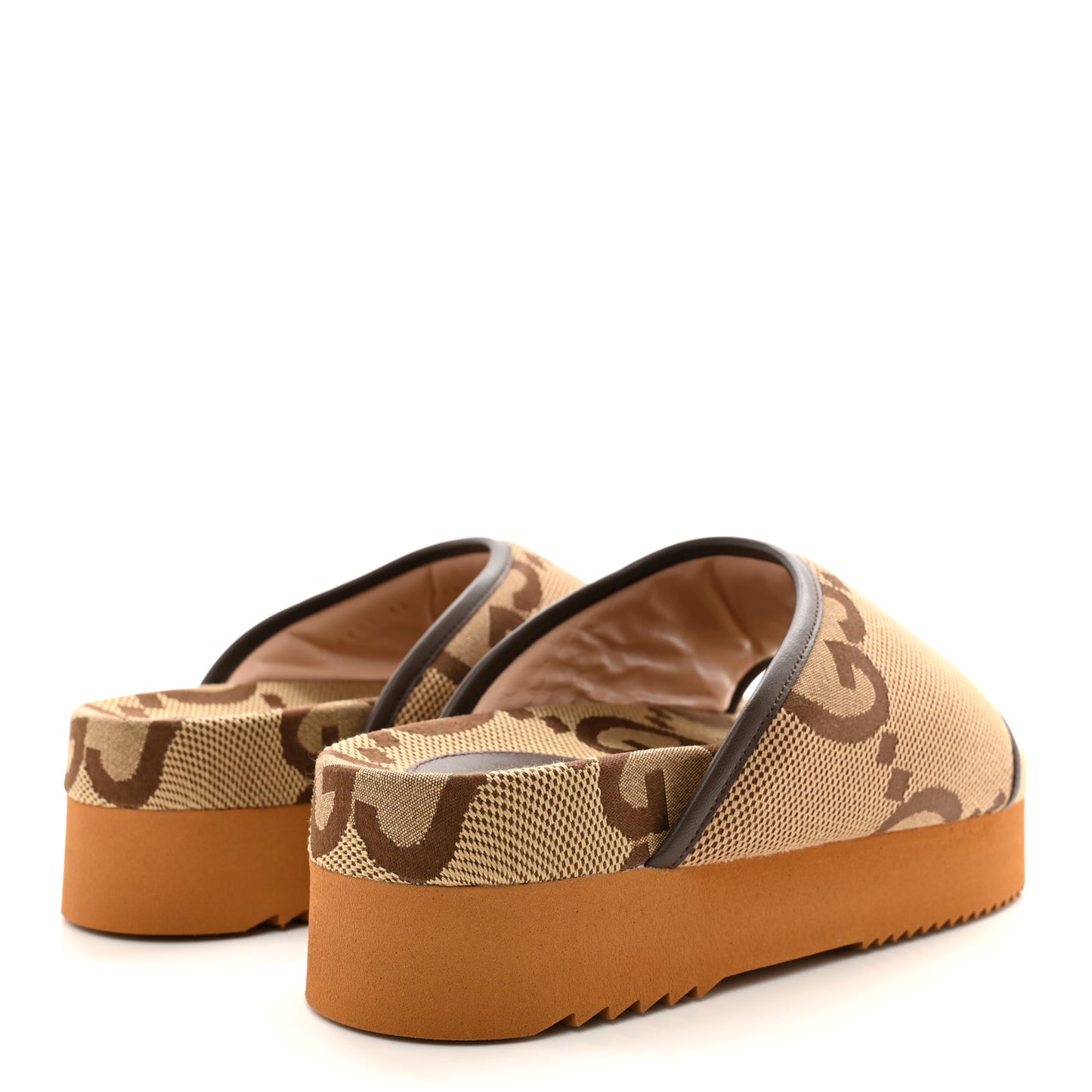 Monogram Jumbo GG Nappa Samoa Platform 40mm Slide Sandals 39 Camel Ebony New Acero