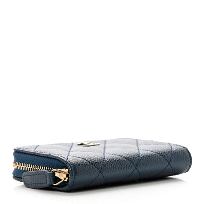 Chanel Iridescent Caviar Quilted Zip Coin Purse Dark Blue 4 of 7