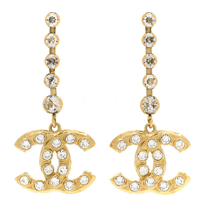 Chanel Metal Crystal CC Drop Earrings Gold 1 of 5