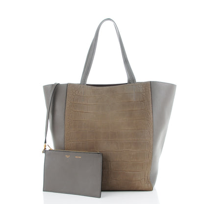 Celine Crocodile Embossed Calfskin Medium Horizontal Cabas Phantom Grey 3 of 9
