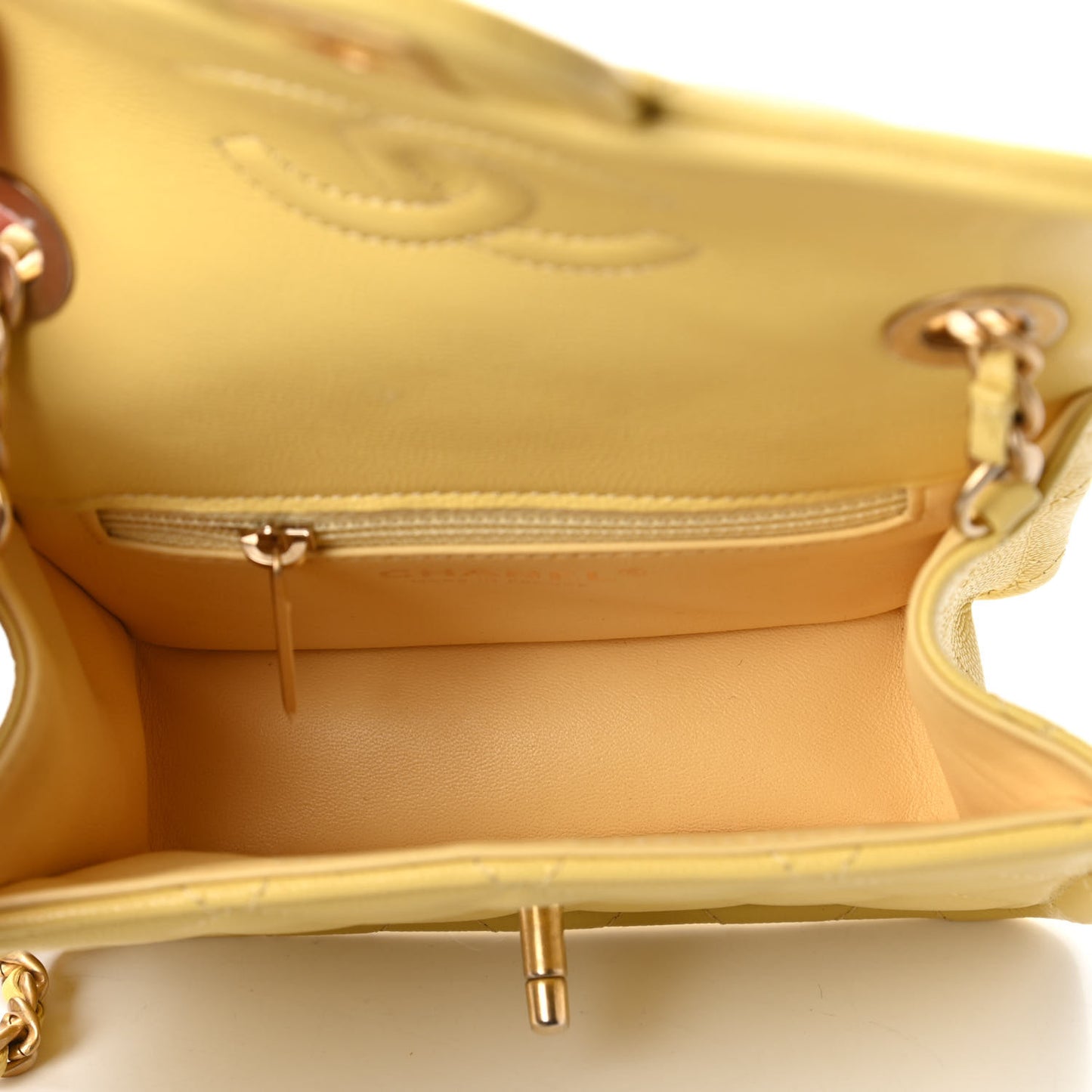 Caviar Quilted Mini Sweet Classic Flap Yellow