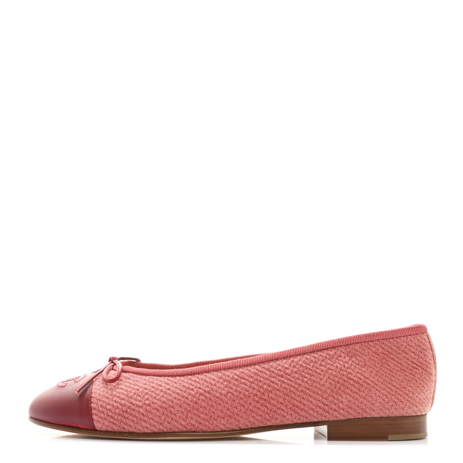 Chanel Fabric Lambskin Cap Toe Ballerina Flats 40 Rouge Borde 1 of 10