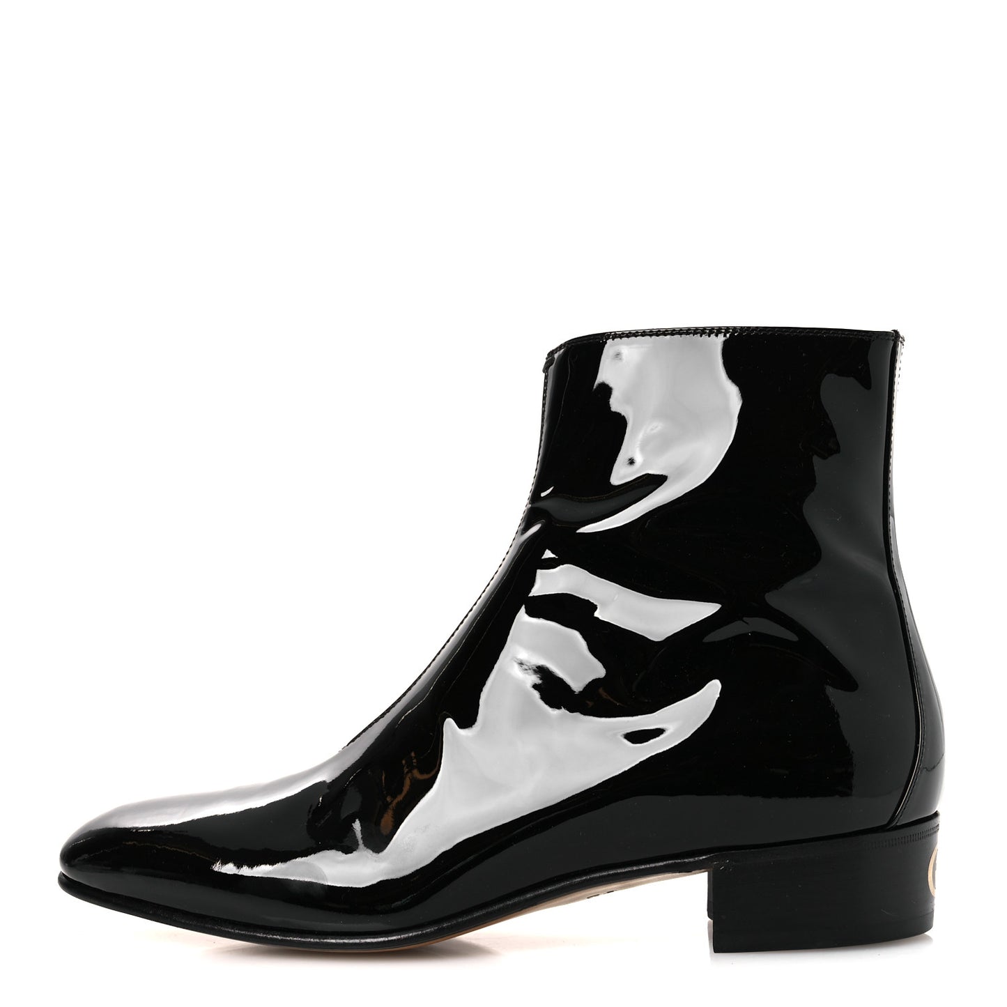 Patent Calfskin GG Lois Bee Men's Ankle Booties 13 Black