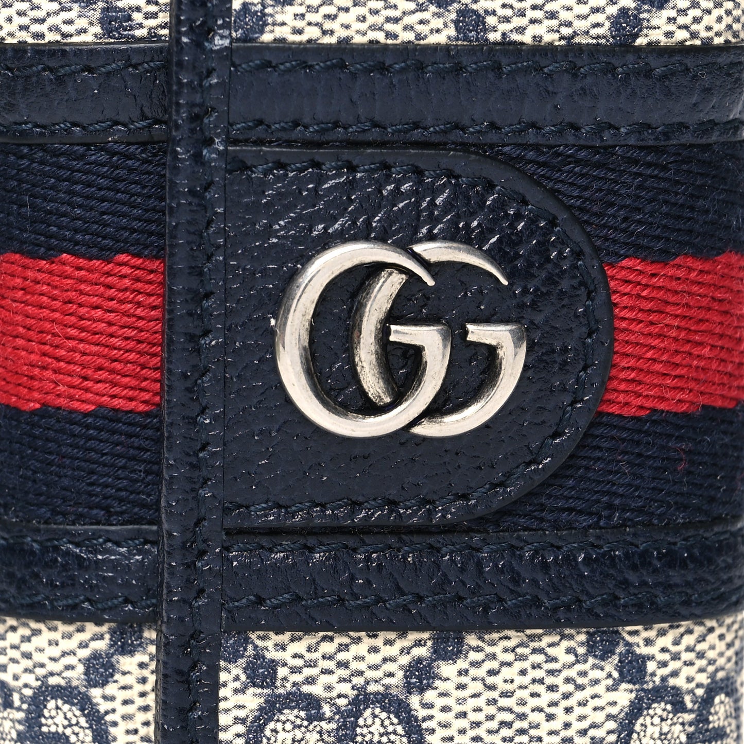 GG Supreme Monogram Web Ophidia 6 Key Holder Case Beige Blue