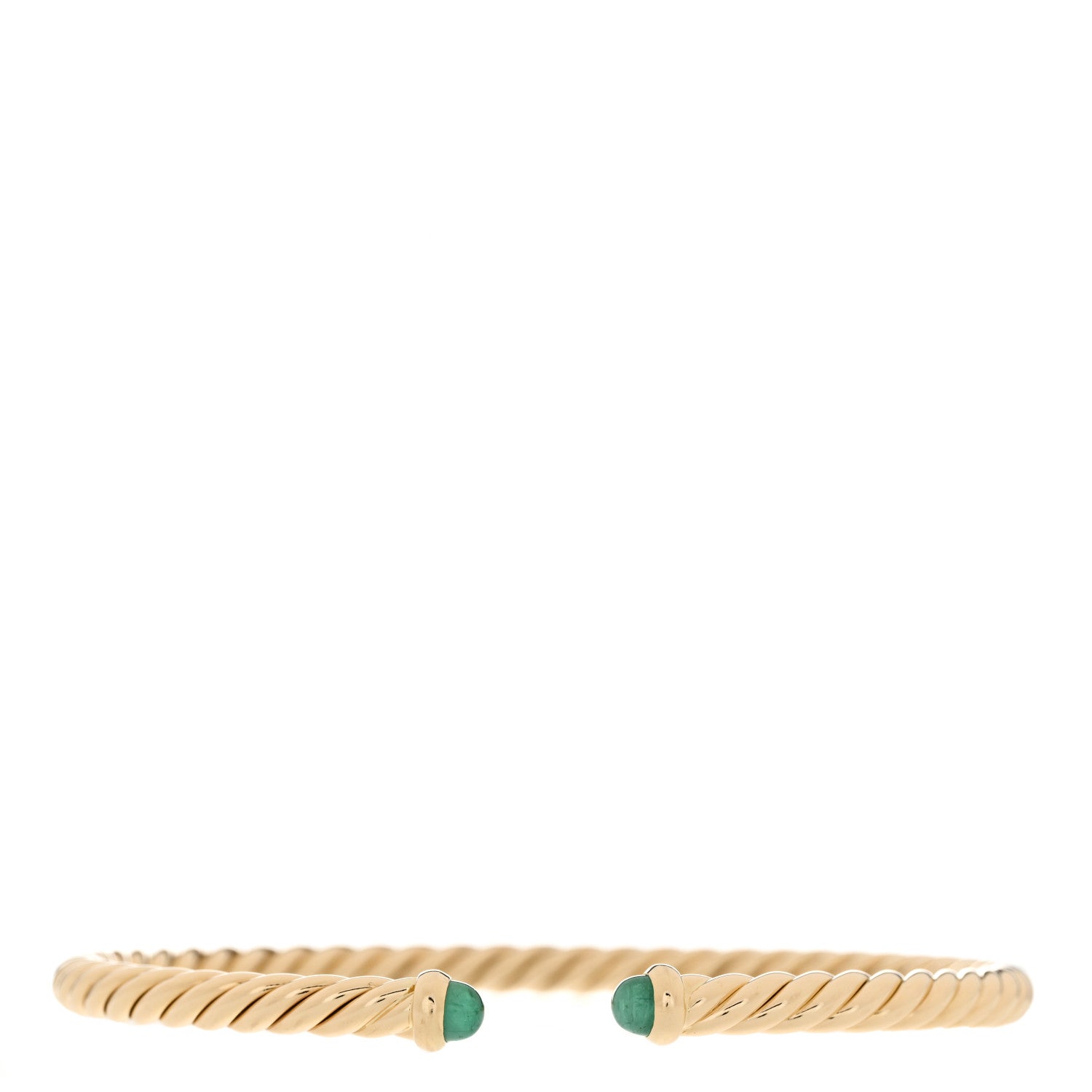 David Yurman 18K Yellow Gold Emerald 4mm Cablespira Bracelet 1 of 4