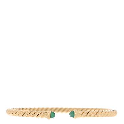 David Yurman 18K Yellow Gold Emerald 4mm Cablespira Bracelet 1 of 4