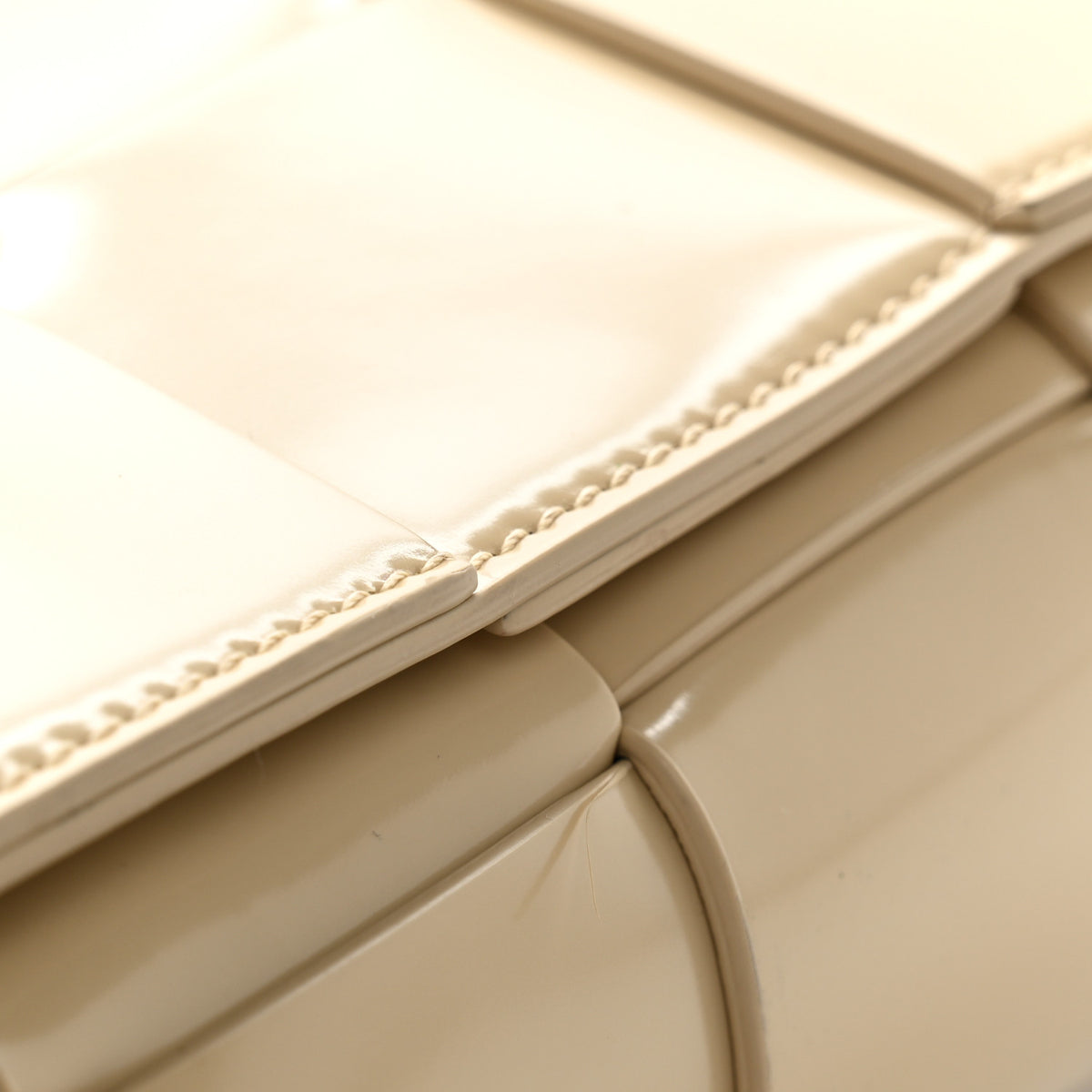 Patent Maxi Intrecciato Cassette Crossbody Bag Beige