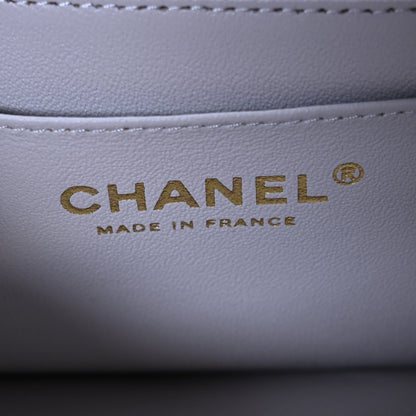 Chanel Lambskin Quilted Mini Top Handle Rectangular Flap Grey 6 of 11
