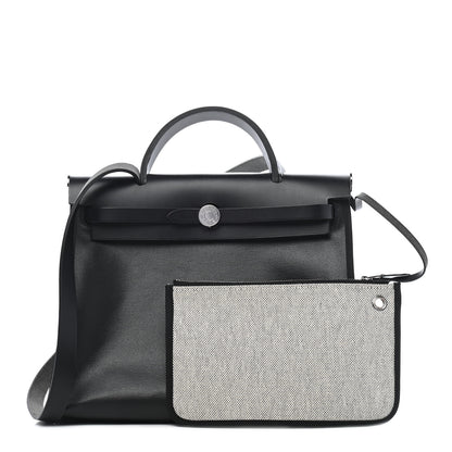 Hermes Toile H Berline Vache Hunter Herbag Zip PM 31 Black Ecru 1 of 10