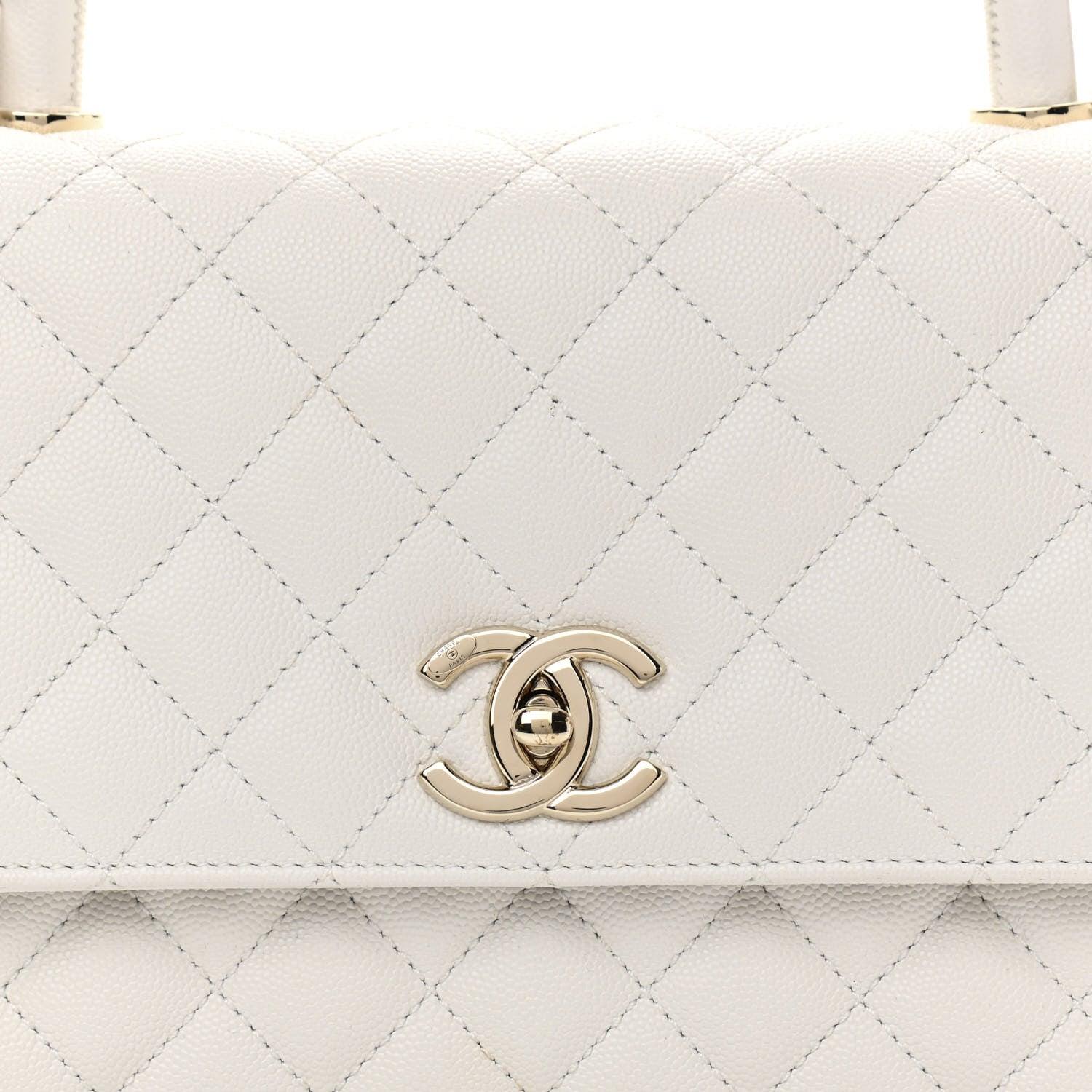 Chanel Caviar Quilted Small Coco Handle Flap White 8 of 11