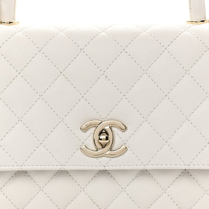Chanel Caviar Quilted Small Coco Handle Flap White 8 of 11