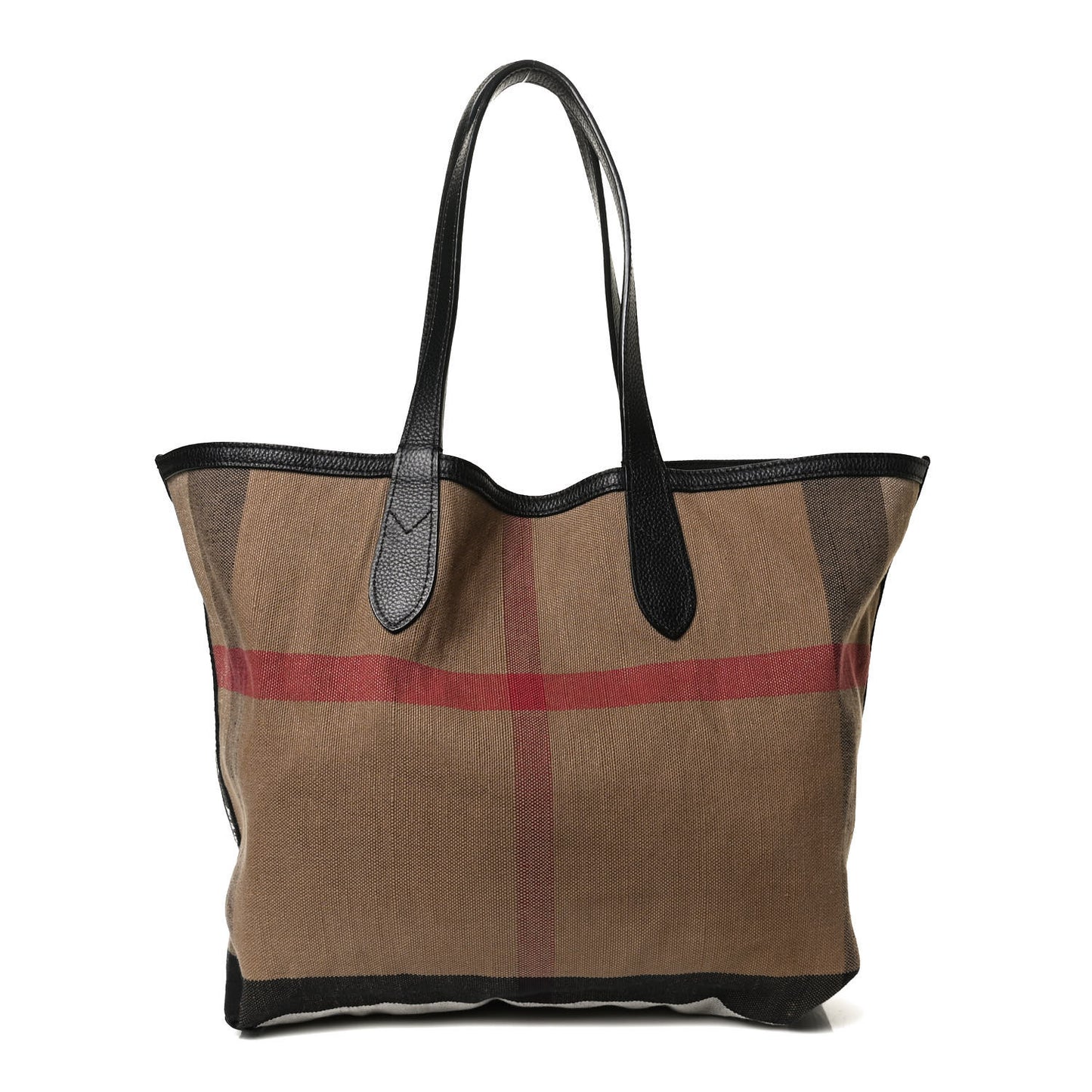 Coated Canvas Mega Check Medium Reversible Doodle Tote Black Brown
