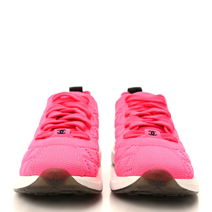 Chanel Mixed Fibers Quilted Womens CC Sneakers 36.5 Bright Pink 2 of 10