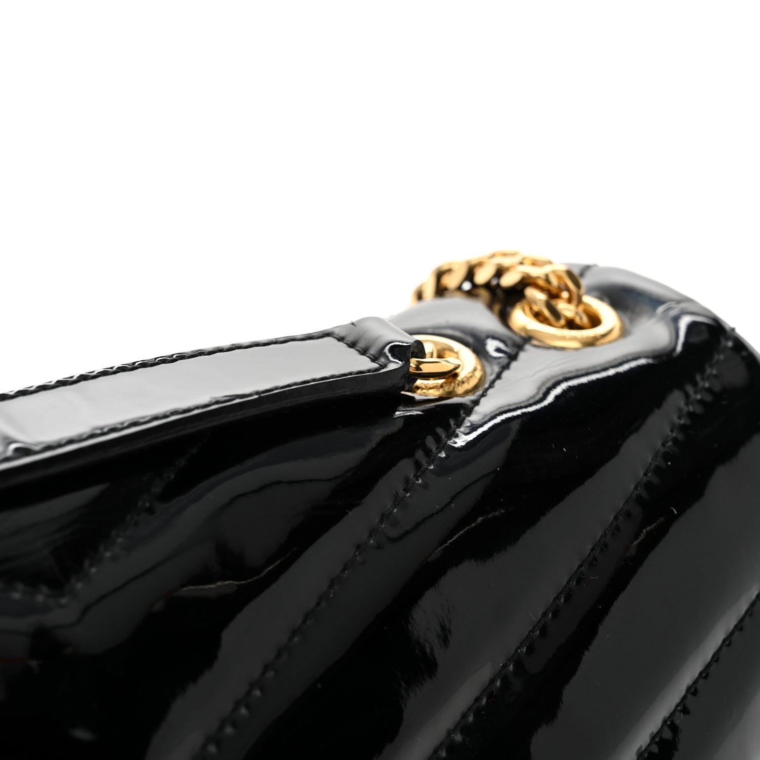 Saint Laurent Patent Y Quilted Monogram Small Loulou Chain Satchel Black 11 of 11
