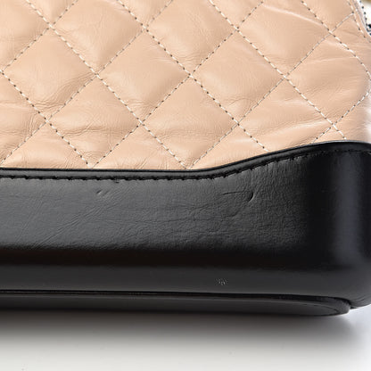 Chanel Aged Calfskin Quilted Small Gabrielle Clutch With Chain Beige Black 13 of 15