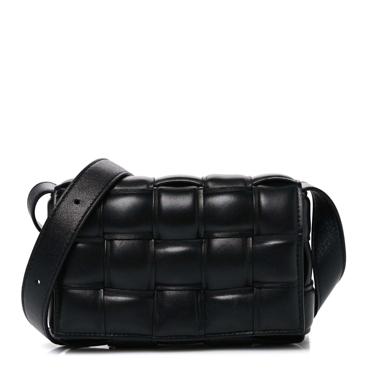Nappa Maxi Intreccio Small Padded Cassette Crossbody Bag Black