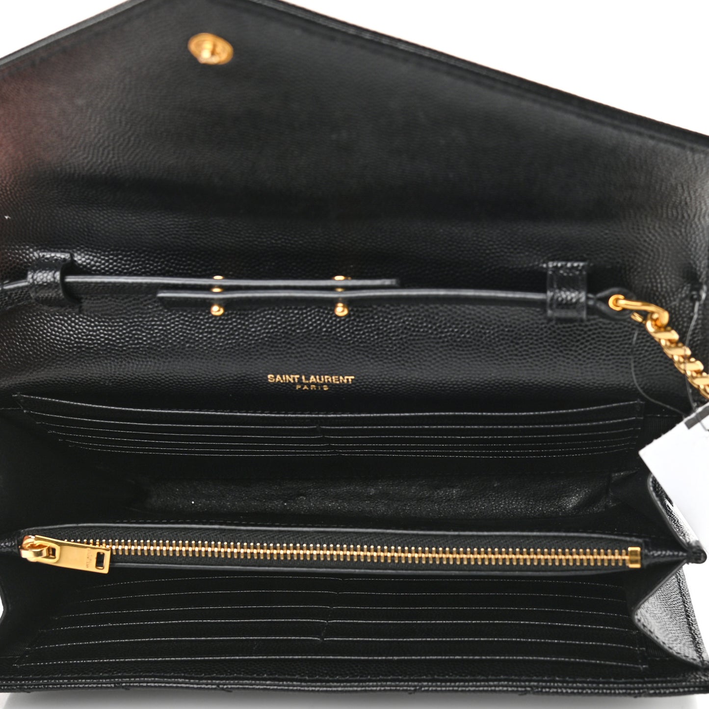 Grain De Poudre Matelasse Chevron Monogram Chain Wallet Black