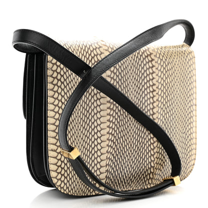 Celine Cobra Calfskin Medium Classic Box Flap Bag Natural Black 3 of 9