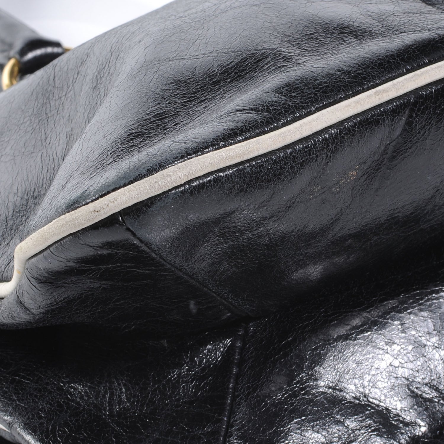 Prada Vitello Shine Borsa Cerniera Black Talco 5 of 11
