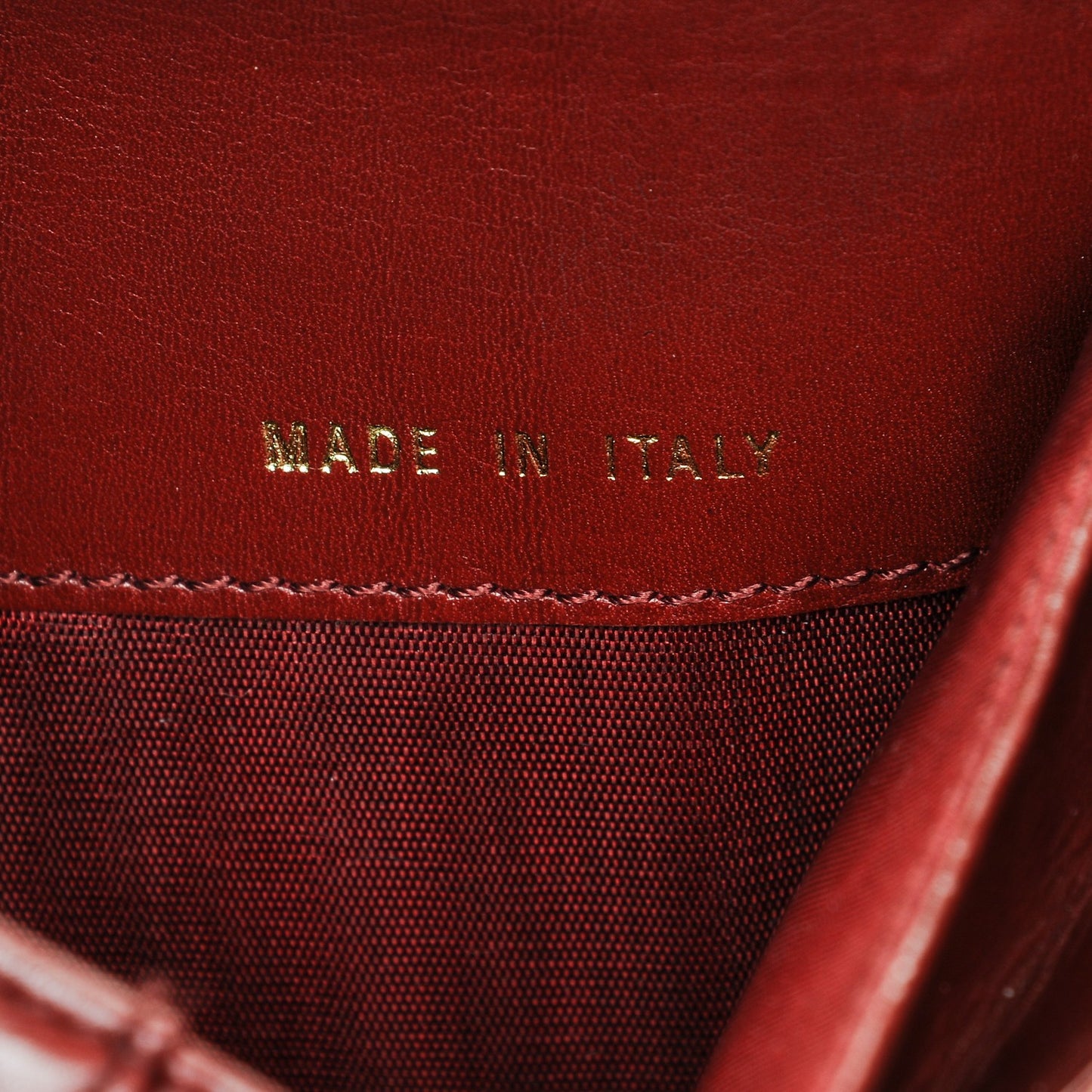 Grained Calfskin CC Flap Wallet Dark Red