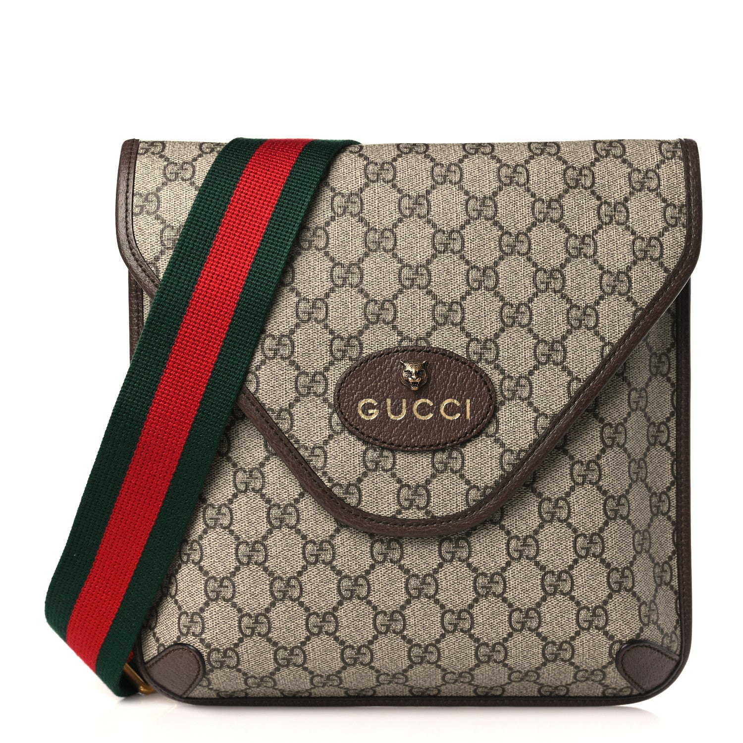 Gucci GG Supreme Monogram Web Medium Neo Vintage Flap Messenger Bag Beige New Acero 1 of 10