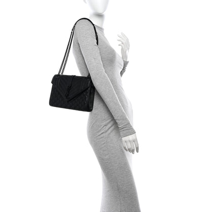 Saint Laurent Grain De Poudre Textured Mixed Matelasse Triquilt Medium Monogram Monochrome Satchel Black 2 of 13