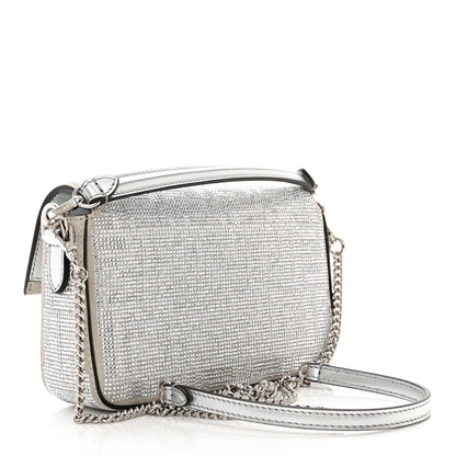 Fendi Crystal Vitello Laminato FF Mini Baguette Crystal Argento 3 of 12