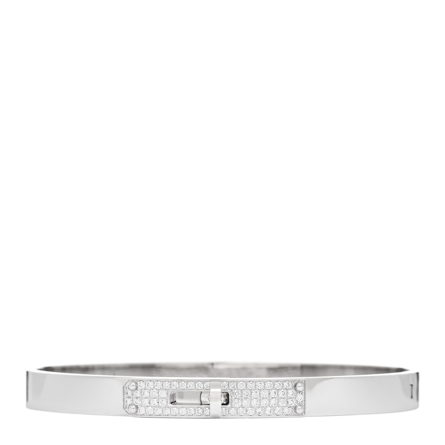 Hermes 18K White Gold Diamond PM Kelly Pave Bracelet SH 1 of 4