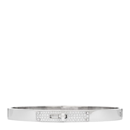Hermes 18K White Gold Diamond PM Kelly Pave Bracelet SH 1 of 4