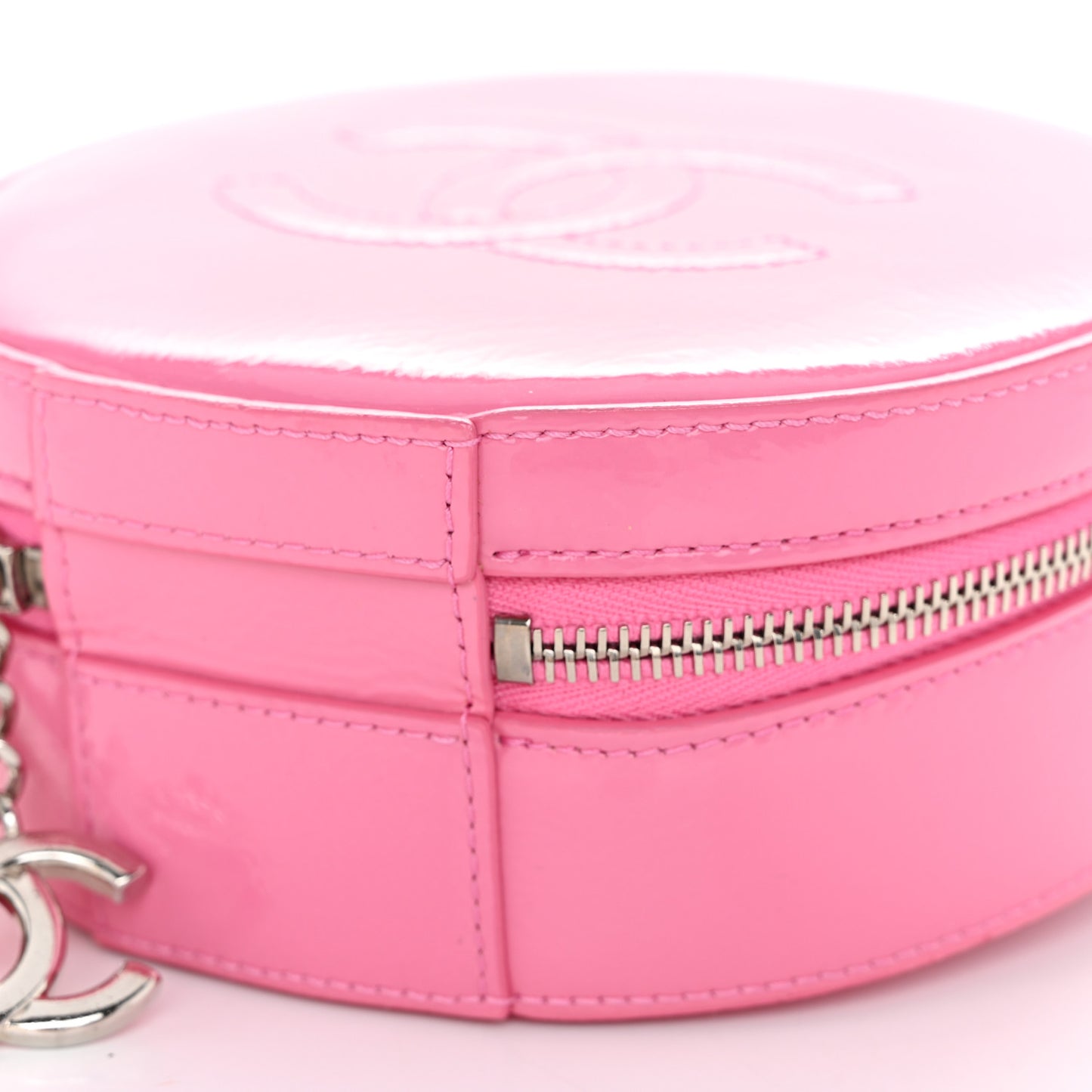 Patent Round As Earth Evening Bag Pink