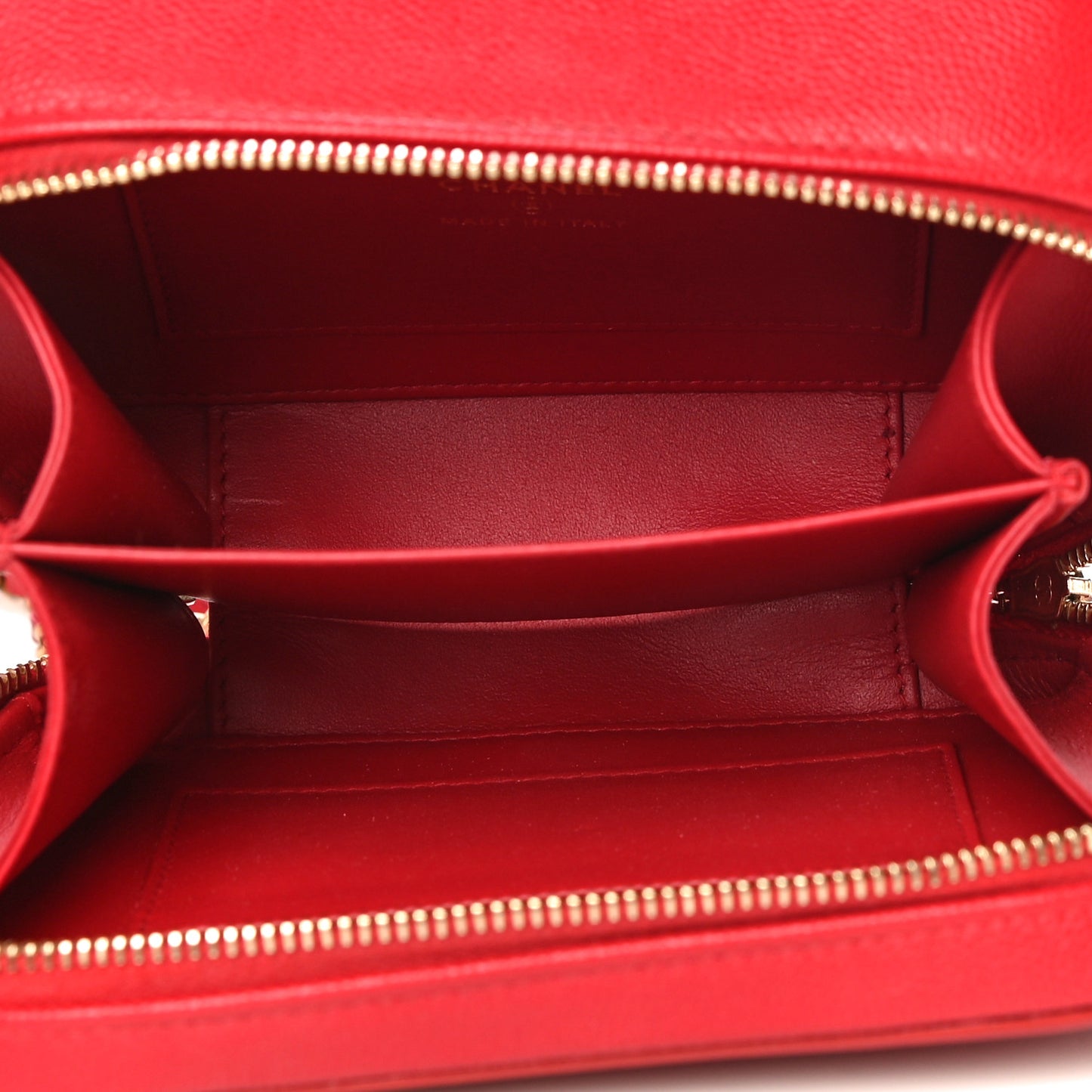 Caviar Quilted Filigree Vanity Clutch With Chain Red
