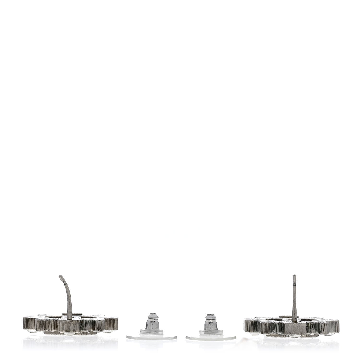 Chanel Swarovski Crystal CC Earrings Silver 3 of 4