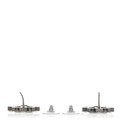 Chanel Swarovski Crystal CC Earrings Silver 3 of 4