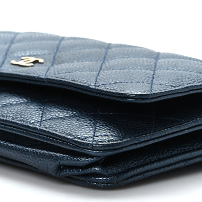 Chanel Iridescent Caviar Quilted Wallet on Chain WOC Blue 9 of 9