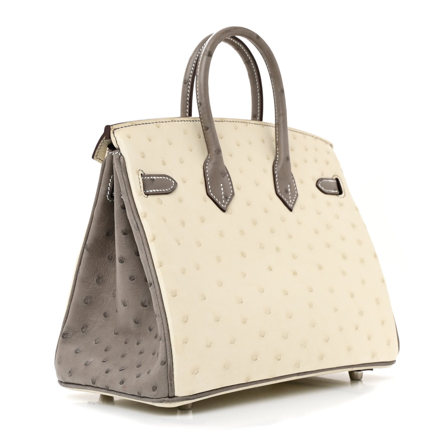 Ostrich Horseshoe Birkin 25 Beton Gris Asphalte