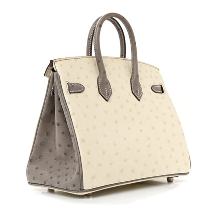Hermes Ostrich Horseshoe Birkin 25 Beton Gris Asphalte 3 of 12
